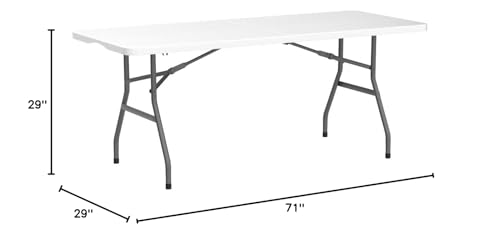 YITAHOME 6ft Folding Table, Heavy Duty Picnic Table w/1.5" Thick Tabletop, Portable Outdoor Folding Table w/Carrying Handle for Camping Picnic Parties/Indoor Events, White