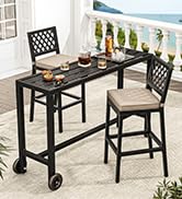 YITAHOME 55" Outdoor Bar Table, Rectangle Narrow Counter Height Table, Ideal Bar Height Table for Balcony, Patio, Garden, Yard, Poolside, Black