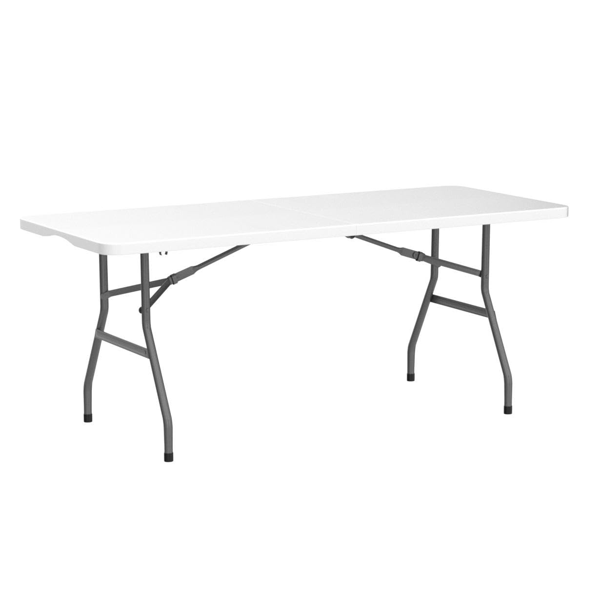 YITAHOME 6ft Folding Table, Heavy Duty Picnic Table w/1.5" Thick Tabletop, Portable Outdoor Folding Table w/Carrying Handle for Camping Picnic Parties/Indoor Events, White