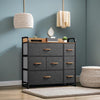 DWVO Fabric Dresser with 7 Drawers, Black Dresser & Chest of Drawers, Storage Tower with Large Capacity, Organizer Unit for Bedroom, Living Room & Closets