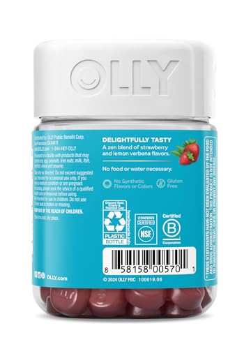 OLLY Goodbye Stress Gummy, GABA, L-Theanine, Lemon Balm, Stress Relief Supplement, Berry - 42 Count