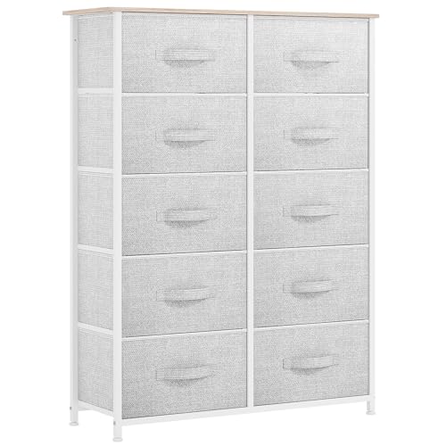 GOOBED 10 Drawers Dresser, Fabric Dresser for Living Room, Organizer Unit for Bedroom, Living Room, Hallway, Closets