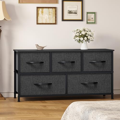 YITAHOME Dresser for Bedroom, Storage with 5 Drawer Organizer Closet Chest Small Clothes Fabric Cabinet, Furniture Drawer, Nightstand for Bedroom, Living Room