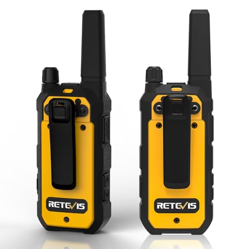 Retevis RB48 Heavy Duty Walkie Talkies, Waterproof Two Way Radio, Advanced Triple Proof, 2000 mAh, Emergency, 2 Way Radio Long Range for Job Site (4 Pack) Yellow