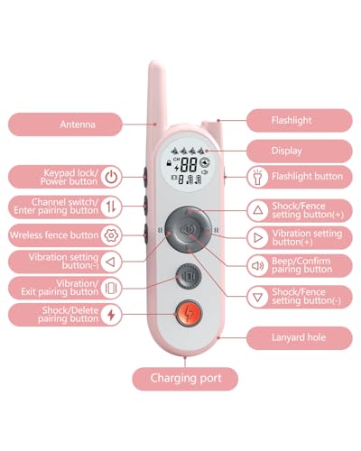Htcuto Wireless Dog Fence System Electric Fence for Dogs 6000FT Shock Collar for Dogs Training Collar with Remote Waterproof Rechargeable Safe Pet Containment System Boundary for 1 Large Medium Dog