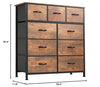 GOOBED Dresser for Bedroom with 9 Drawers - Fabric Storage Tower, Tall Chest Organizer Unit for Living Room, Entryway, Closets with Sturdy Steel Frame, Wooden Top