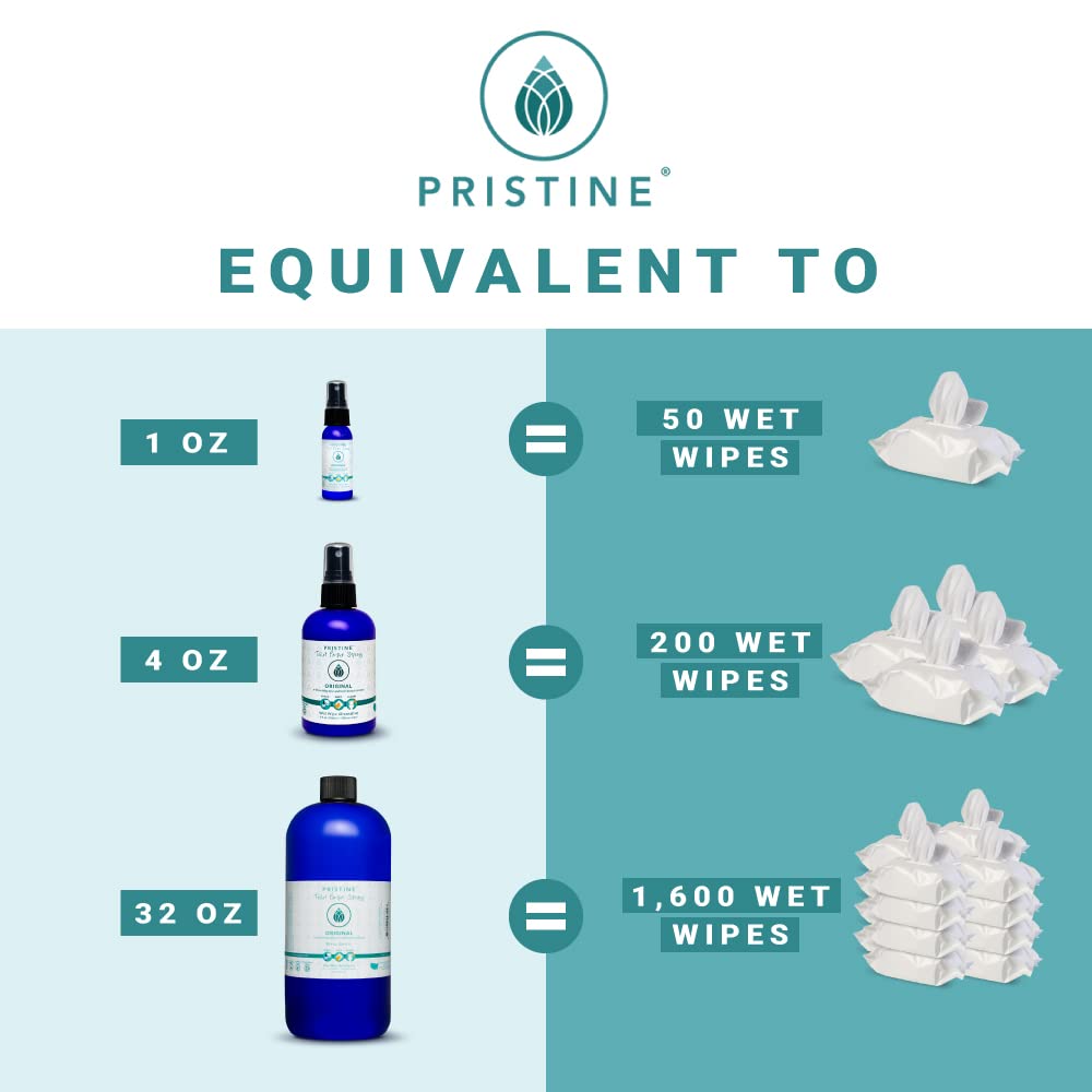 Pristine Toilet Paper Spray: As Seen on Shark Tank, the More Natural Alternative to Flushable Wet Wipes & Personal Cleansing Wipes, Spray Dry Toilet Paper to Create a Flushable Wipe - Original