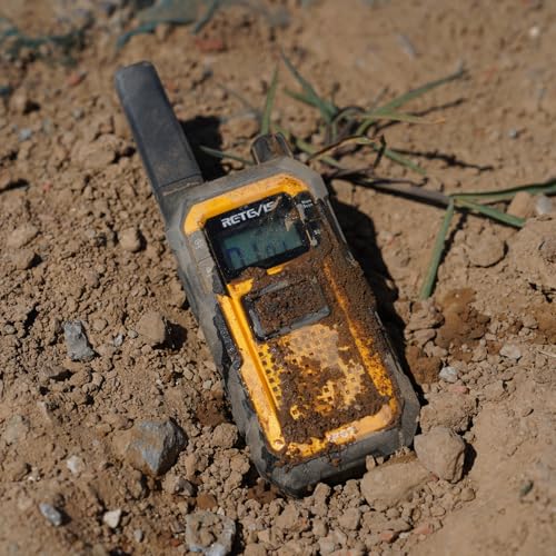Retevis RB48 Heavy Duty Walkie Talkies, Waterproof Two Way Radio, Advanced Triple Proof, 2000 mAh, Emergency, 2 Way Radio Long Range for Job Site (4 Pack) Yellow