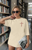 Oversized Faith Shirts for Women Christian Shirt Jesus Cross Graphic Tees Religious Sayings Short Sleeve Tops Apricot