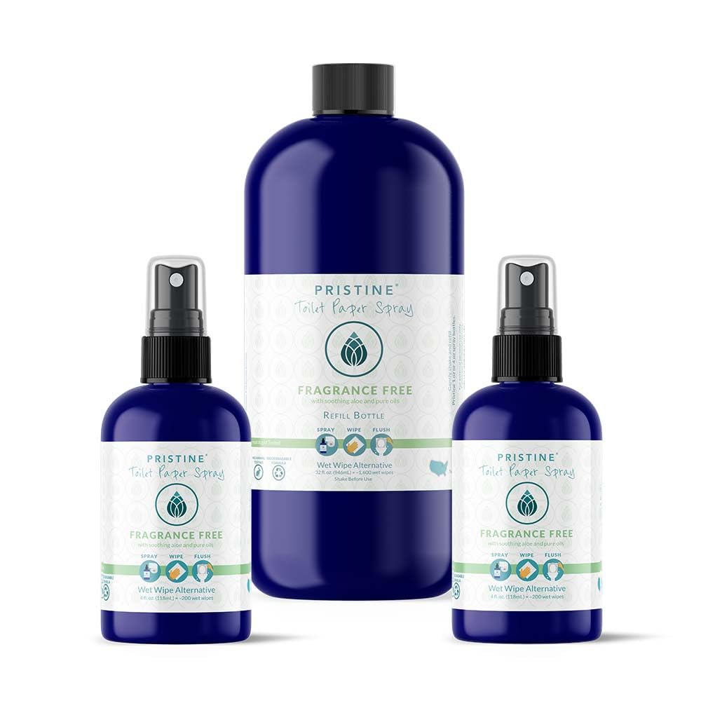Pristine Toilet Paper Spray: As Seen on Shark Tank, The More Natural Alternative to Flushable Wet Wipes & Personal Cleansing Wipes, Spray Dry Toilet Paper to Create a Flushable Wipe - Fragrance Free