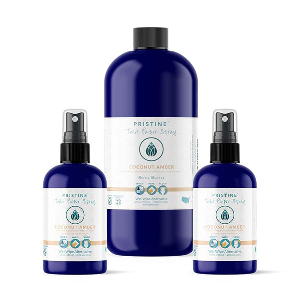 Pristine Toilet Paper Spray: As Seen on Shark Tank, the More Natural Alternative to Flushable Wet Wipes & Personal Cleansing Wipes, Spray Dry Toilet Paper to Create a Flushable Wipe - Coconut Amber