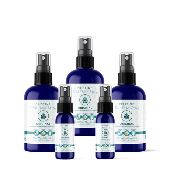 Pristine Original Toilet Paper Spray 5-Pack Bundle: As Seen on Shark Tank, The Planet Friendly, More Natural Alternative to Flushable Wet Wipes