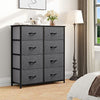 DWVO Dresser for Bedroom, Fabric Tower with 8 Drawers, Tall Dresser, Chest of Drawers for Closet, Living Room, Sturdy Steel Frame, Wooden Top, Easy Pull Handle, Black Ash