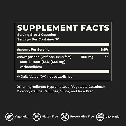 LifeSeasons Essentials Ashwagandha - Stress & Sleep Support Supplement - Calm & Focused Mind - Improves Athletic Performance & Brain Function - 900mg per 2 Capsules - 60 Capsules