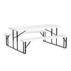 YITAHOME 6FT Large Folding Picnic Table w/Easy Assembly Steel Frame & Wood Like Tabletop, All Weather Folding Picnic Tables with Benches Ideal for Yard Patio Lawn Party, White