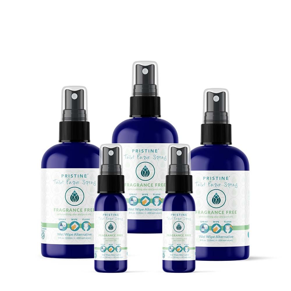 Pristine Fragrance Free Toilet Paper Spray 5-Pack Bundle: As Seen on Shark Tank, The Planet Friendly, More Natural Alternative to Flushable Wet Wipes