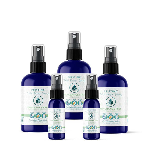 Pristine Fragrance Free Toilet Paper Spray 5-Pack Bundle: As Seen on Shark Tank, The Planet Friendly, More Natural Alternative to Flushable Wet Wipes