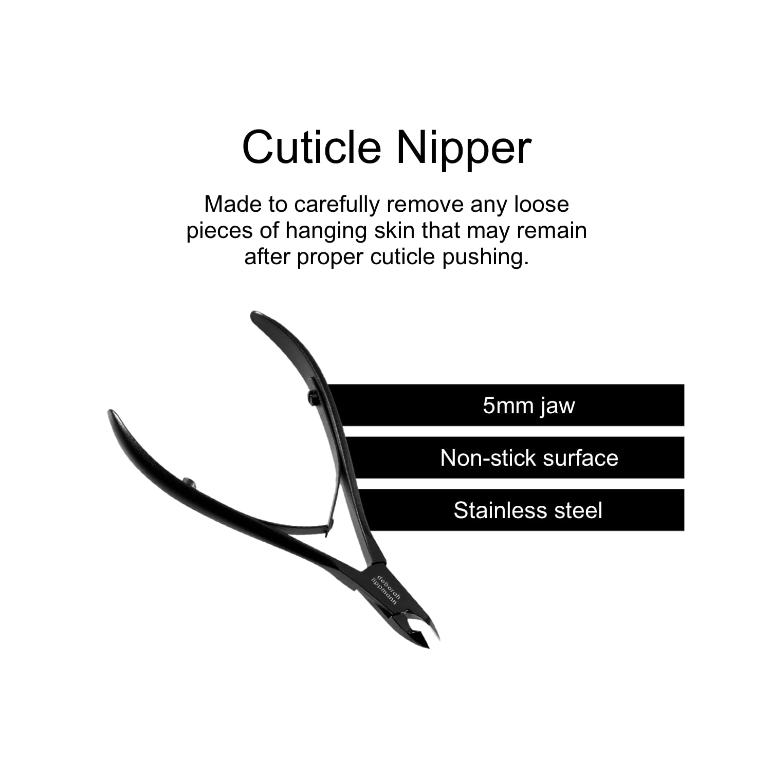Deborah Lippmann Cuticle Nippers | Stainless Steel Cuticle Trimmers for Fingernail and Toenail Care | Durable Tool for Manicure and Pedicure
