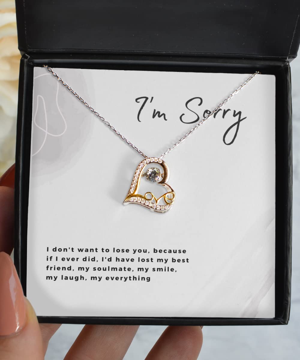 I'm Sorry Necklace, I Don't Want to Lose You, Apology Gift for Her, Unique Apology Gift for Her, Forgiveness Gift for Her, Wife Necklace, Sterling Silver, Triple Gold Plated, Love Dancing Necklace