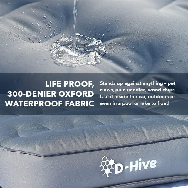 D-Hive Car Mattress - New X Style! Unbeatable Durability SUV Air Mattress for Car Camping, Durable Extra Thick Oxford Fabric, Quick Easy Set-Up w/Electric Pump, Car Bed Mattress, Grey