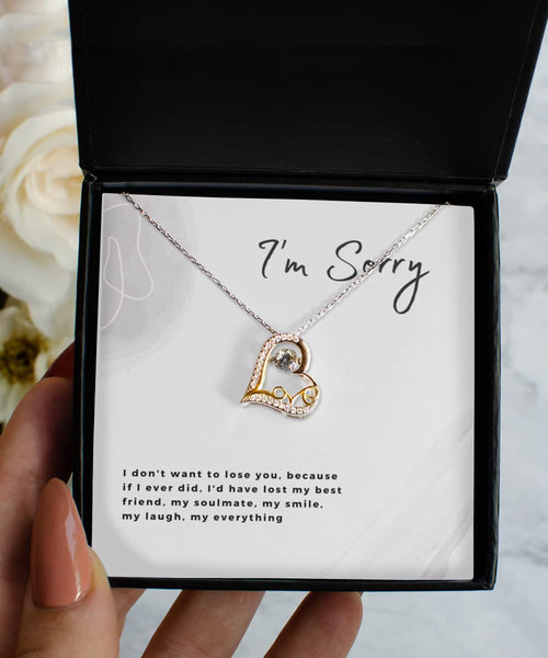 I'm Sorry Necklace, I Don't Want to Lose You, Apology Gift for Her, Unique Apology Gift for Her, Forgiveness Gift for Her, Wife Necklace, Sterling Silver, Triple Gold Plated, Love Dancing Necklace