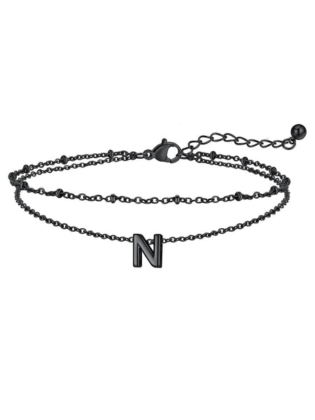 FaithHeart Black Anklets for Women, No Tarnish Stainless Steel Ankle Bracelets Waterproof Summer Beach Jewelry Gift for Women, Length 8.5