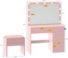DWVO Vanity Desk with Mirror and LED Lights, Large Makeup Vanity Table Set with Power Outlet & 4 Drawers & Cushioned Stool, Dressing Table with 3 Adjustable Lighting for Dressing Room, Pink