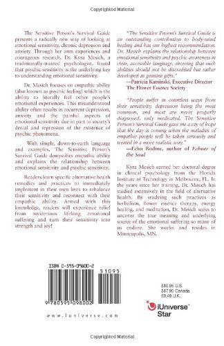 The Sensitive Person's Survival Guide: An Alternative Health Answer to Emotional Sensitivity & Depression