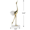suruim Elegant Gold Crane Bird Statues with Crystal Tail Accents, Decorative Brass Figurines for Home Decor (White A)