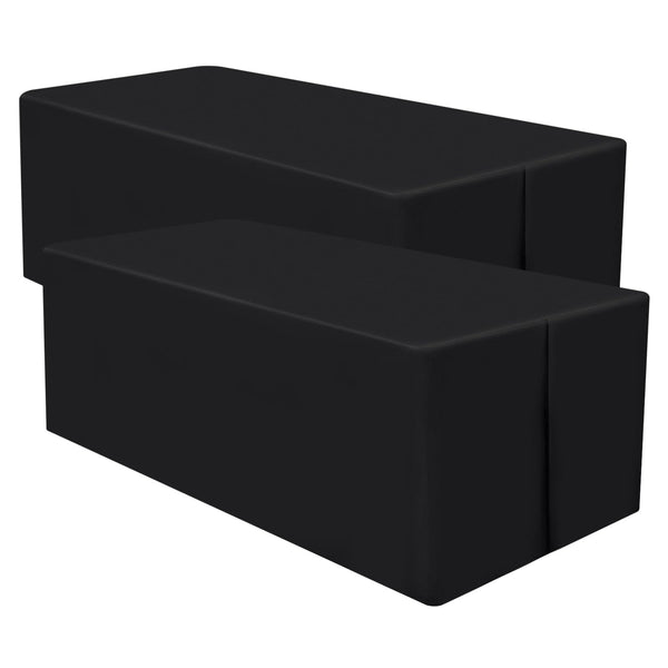 homing 2 Packs Rectangle Fitted Tablecloth, 6 Foot Washable Fabric Table Cloth, Waterproof Polyester Table Cover for Party, Trade Show, Outdoor and Indoor (Black, 30