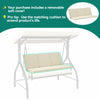 YITAHOME Porch Swing Bed 3-Seats Outdoor Patio Heavy Duty Swing Chair with Adjustable Canopy Removable Cushion, Suitable for Adult in Garden, Poolside, Balcony, Beige