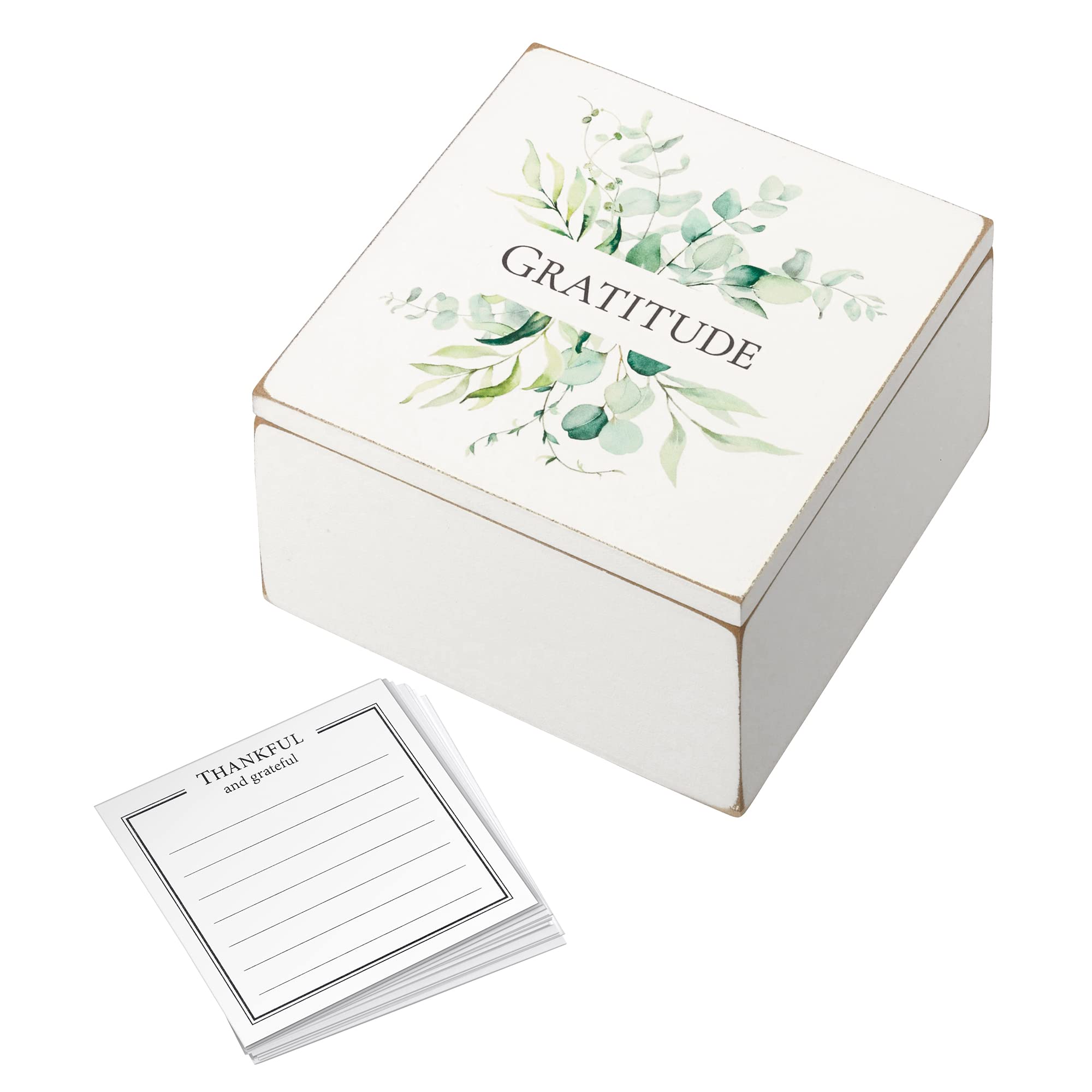 Lillian Rose Rustic Botanical Gratitude Box with 30 Note Cards, One Size, white, multi