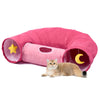 PAOPO Cat Tunnel, Large Indoor Durable Collapsible Interactive Cat Tube with Peek-A-Boo Hole, Hanging Toys, and Crinkly Paper Lining - Cute Tunnel for Cats, Kittens, Puppies & Rabbits, Pink