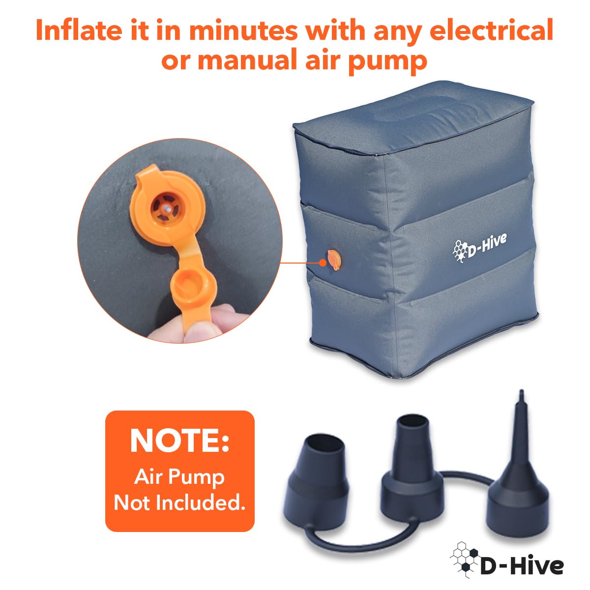 D-Hive Universal Complementary Car Mattress SUV Mattress Support, Inflatable Base Support Stool for SUV Air Mattress Car Camping, Maximize Sleeping Space