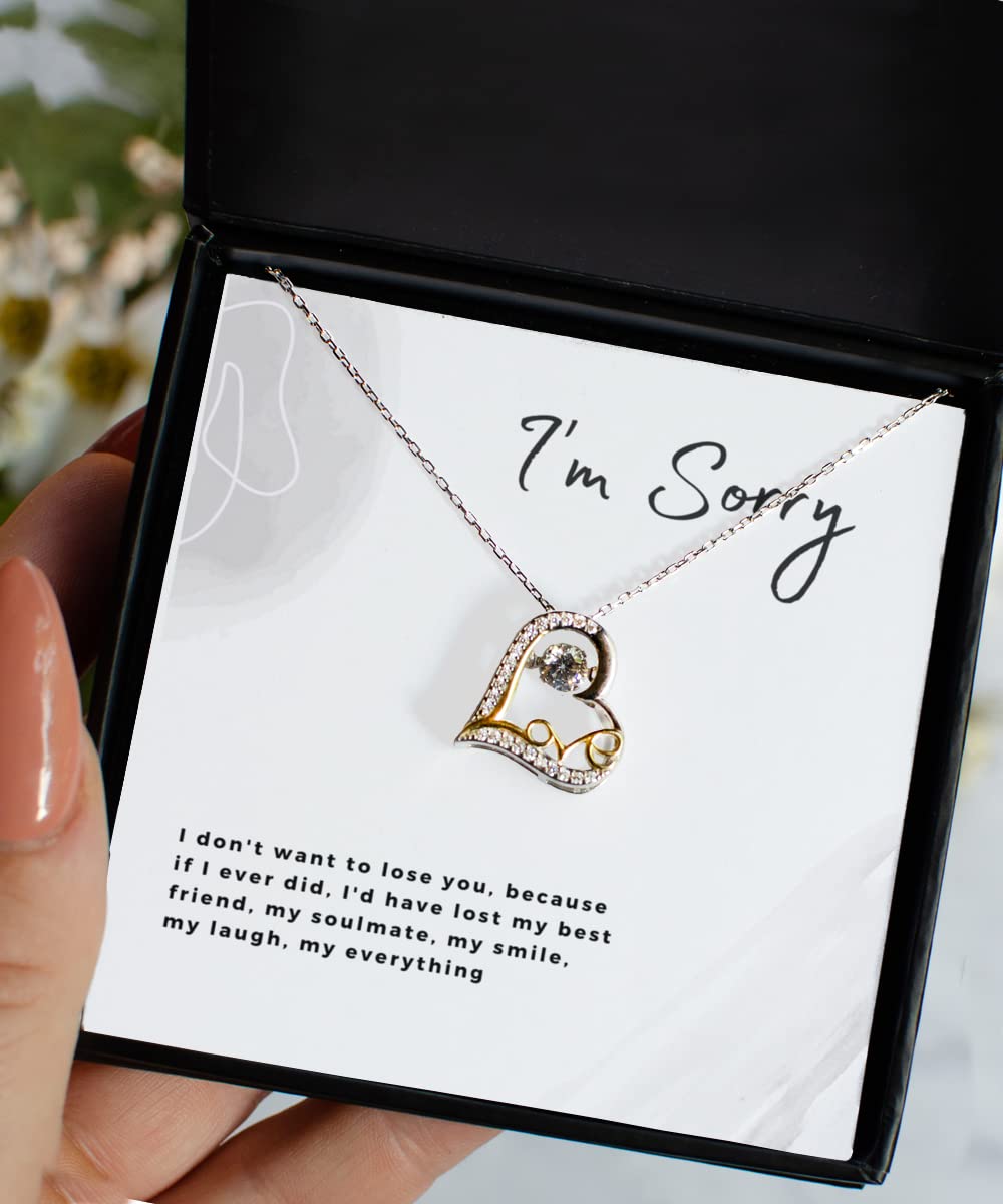 I'm Sorry Necklace, I Don't Want to Lose You, Apology Gift for Her, Unique Apology Gift for Her, Forgiveness Gift for Her, Wife Necklace, Sterling Silver, Triple Gold Plated, Love Dancing Necklace