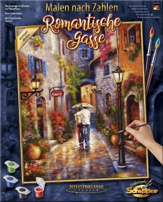 Noris Spiele MNZ-Romantische Schipper Paint Numbers – Romantic 609130788 Gasse, 40 x 50 cm Multicoloured, Colourful, 40x50 cm