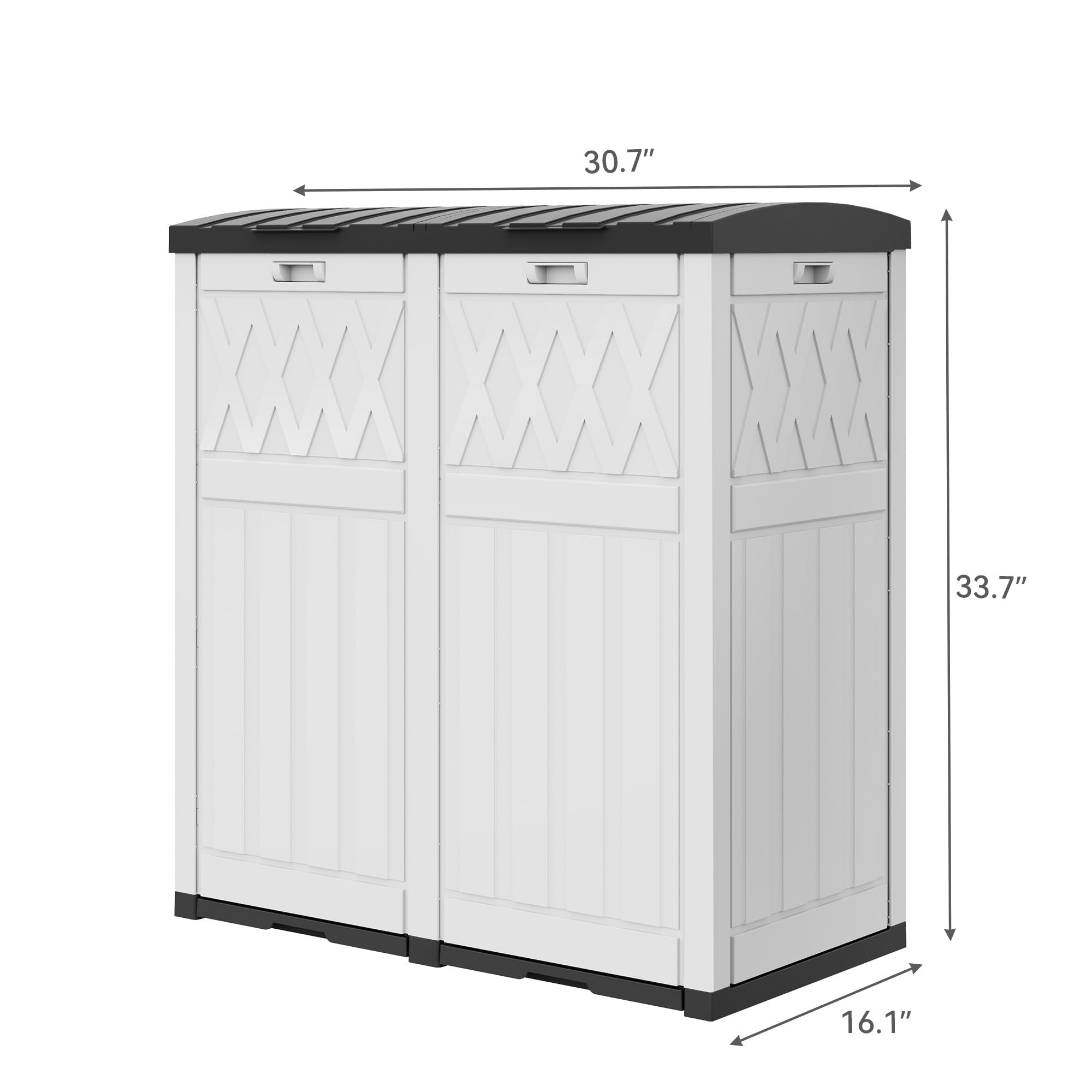 YITAHOME 76 Gallon Dual Compartment Outdoor Trash Can, Resin-Based with Layered Lid and Drip Tray, Waterproof Garbage Bin, Black + White