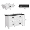 DWVO Farmhouse Wooden Dresser TV Stand with Power Outlet, 6-Drawer Dresser with Large Storage Drawers and Bar Handles, Ideal for Living Room, Hallway, 47.2