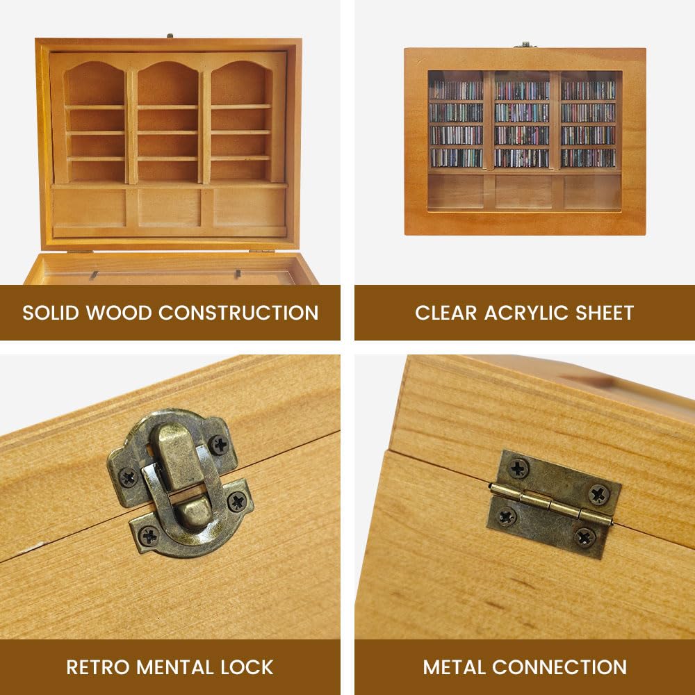 Xezacoi Anxiety Relief Bookshelf Decor - Handcrafted Mini Bookshelf with 300+ Unique Miniature Books - Stress-Relieving Gift for Book Lovers, Office & Home Décor