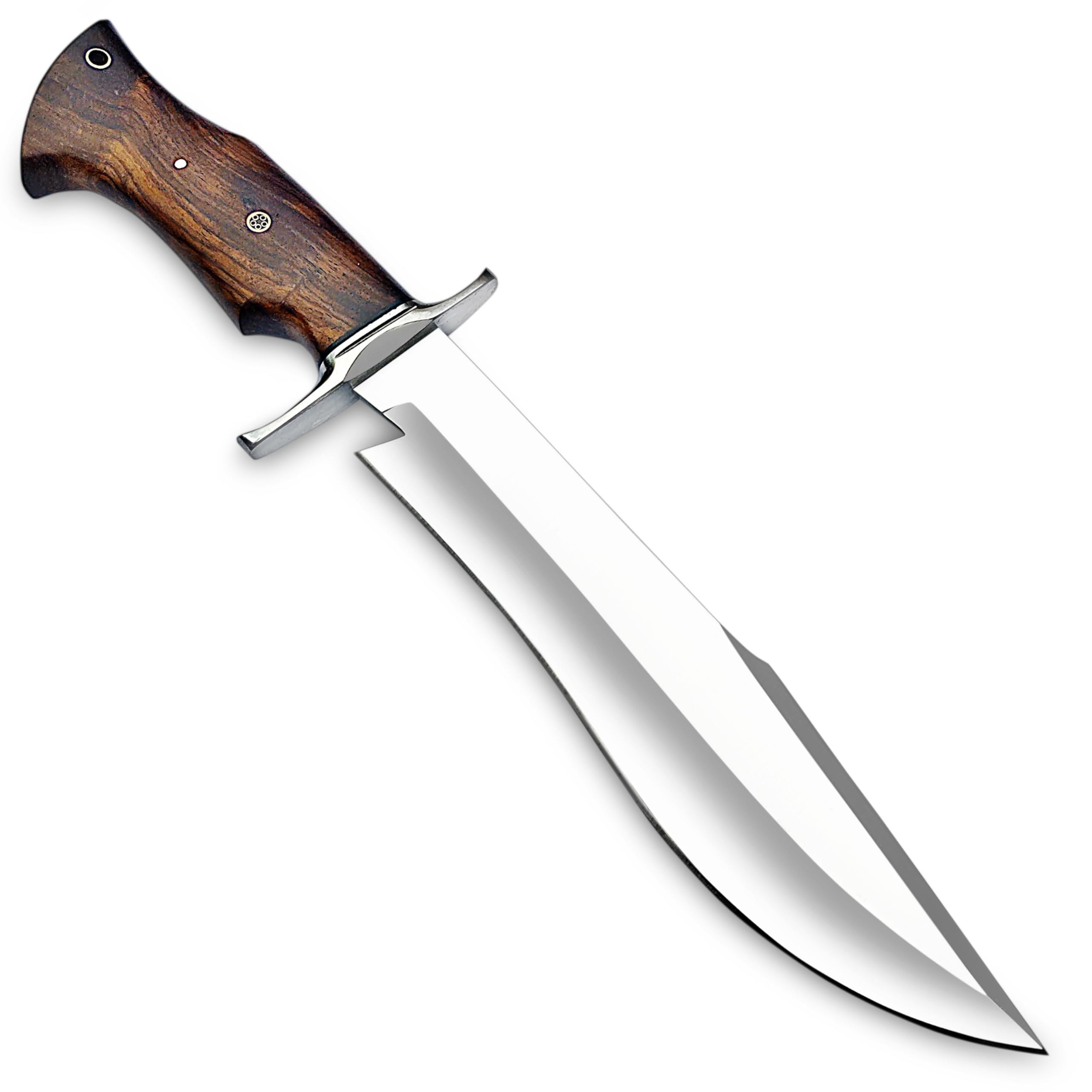 Handmade D2 Steel 14 Inches Bowie Knife with leather sheath, Hunting knife with Wood Handle and steel Guard Ideal for Bushcraft, Camping, Survival, Hunting & outdoor use