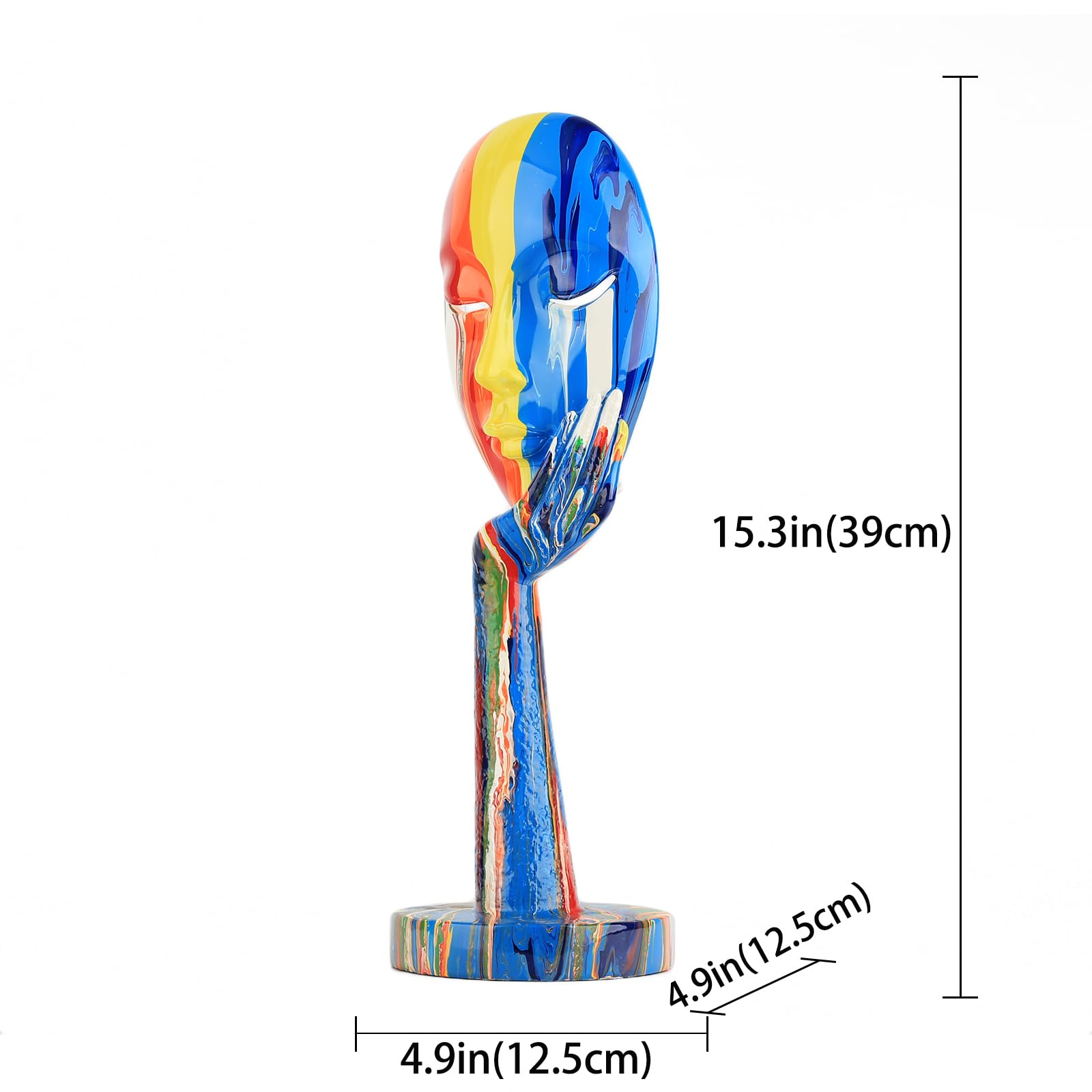 Creative Simple Colorful Women Face Art Statue Thinker Lady Sculpture Abstract Characters Crafts Ornaments Home Decor Modern Office Bedroom Study Room Studio Decorations (Large 15.3x4.9x4.9in)