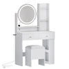 YITAHOME Makeup Vanity Desk with Mirror and Lights, Vanity Table Set with Power Outlets, Storage Drawer, Chair and 3 Shelves, Bedroom, White