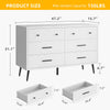 DWVO White 6 Drawers Dresser, Modern Wood Dresser Chest of Drawers with Black Metal Handle ＆ Anti-Tipping Device, Modern Storage Cabinet for Hallway, Entryway, Living Room