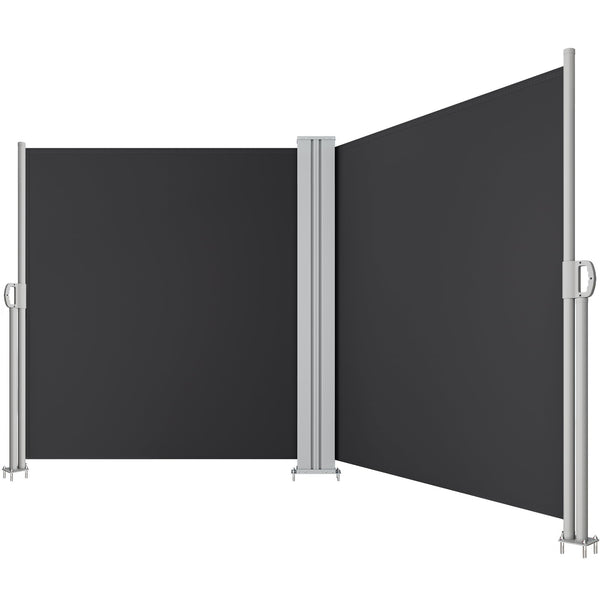 DWVO 236''X 71'' Double Side Awning Retractable Side Awning Folding Privacy Screen Privacy Fence Waterproof UV-Resistant Privacy Awning Outdoor for Garden, Deck, Patio, Pools, Balcony, Black