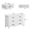 DWVO Farmhouse Wooden Dresser TV Stand with Power Outlet, 6-Drawer Dresser with Large Storage Drawers and Bar Handles, Ideal for Living Room, Hallway, 47.2