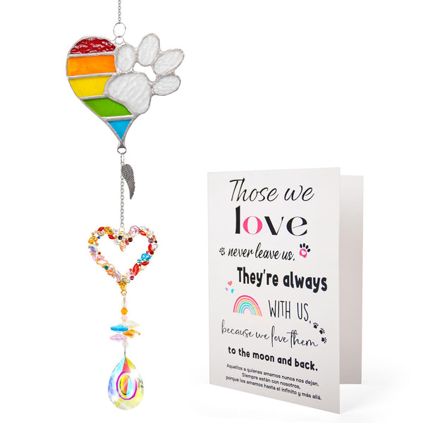 VOFSTAND Pet Memorial Suncatcher, Dog Memorail Gifts of Loss Dogs and Cats with Sympathy Card
