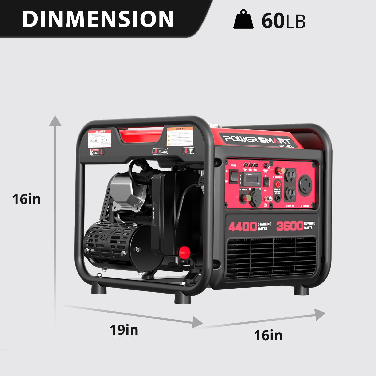 PowerSmart 4400-Watt Portable Generator with Inverter Technology, 30 amp for Home Use and Emergency Backup, 2025 EPA Compliant