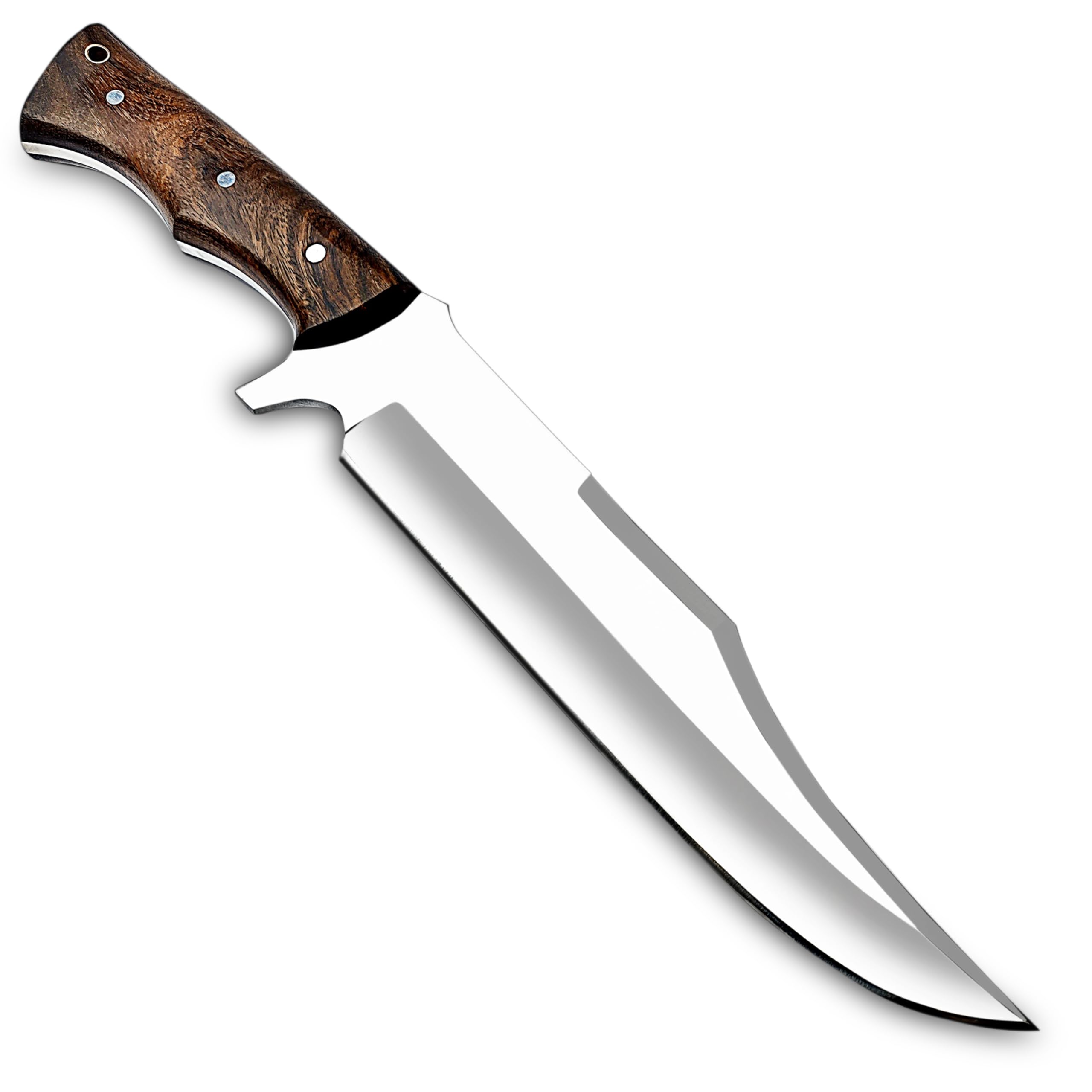 WARIVO KNIFE Handmade D2 Steel 14 Inch Full Tang Bowie Knife with leather sheath, Hunting knife with Wood Handle used for Bushcraft, Outdoor, Camping, Survival