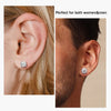 YODEWA Moissanite Stud Earrings for Women 925 Sterling Silver Hypoallergenic Flat Back 1 Pair DEF Color Lab Created Brilliant Round Moissanite Earrings (Silver 3CT)