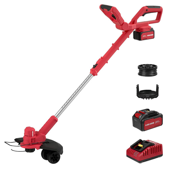 FLORA GUARD Electric String Trimmer, 2-in-1 for Lawn Mowers and Lawn Edge Trimmers, Heavy-Duty Construction, Stable and Durable, Includes 4.0Ah Battery and 3.0A Charger